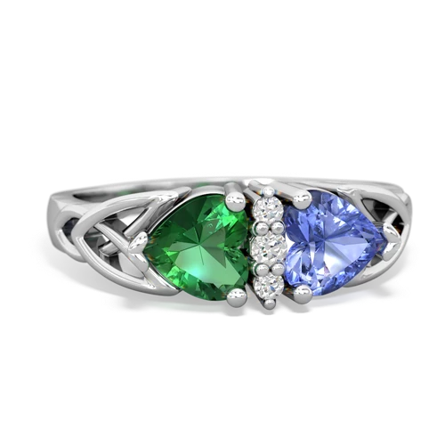 Lab Emerald Lab Created Emerald with Genuine Tanzanite Celtic Trinity Knot ring Ring