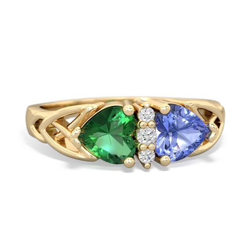 lab emerald-tanzanite celtic ring