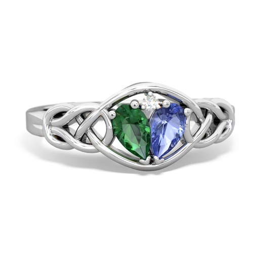 Lab Emerald Lab Created Emerald with Genuine Tanzanite Celtic Love Knot ring Ring