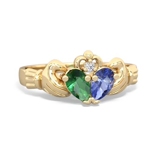 Lab Emerald Lab Created Emerald with Genuine Tanzanite Claddagh ring Ring