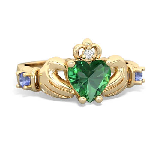 Lab Emerald Lab Created Emerald with Genuine Tanzanite and  Claddagh ring Ring