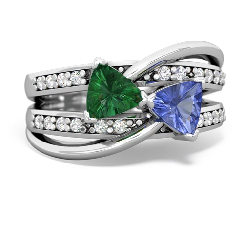Lab Emerald Lab Created Emerald with Genuine Tanzanite Bowtie ring Ring