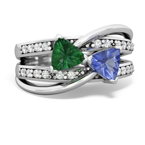 lab emerald-tanzanite couture ring