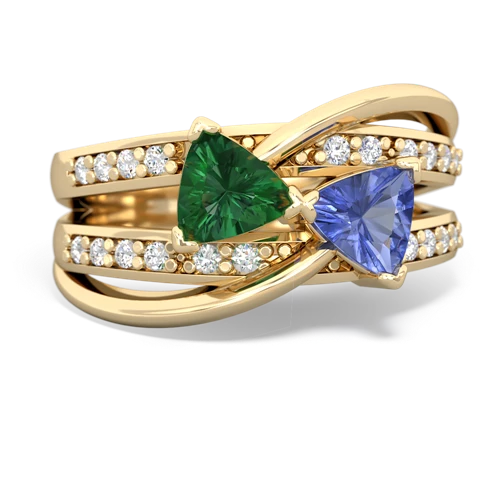 lab emerald-tanzanite couture ring