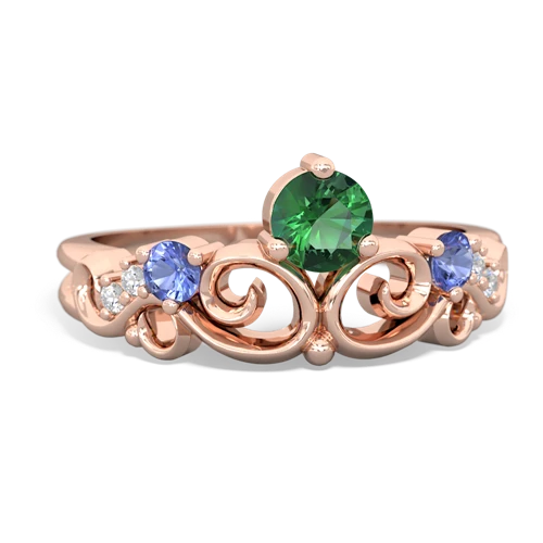 lab emerald-tanzanite crown keepsake ring