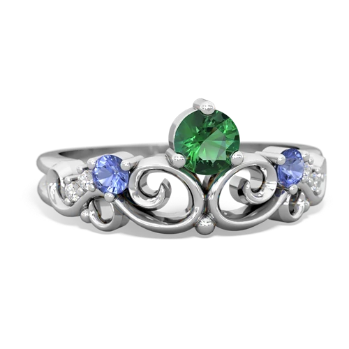 lab emerald-tanzanite crown keepsake ring