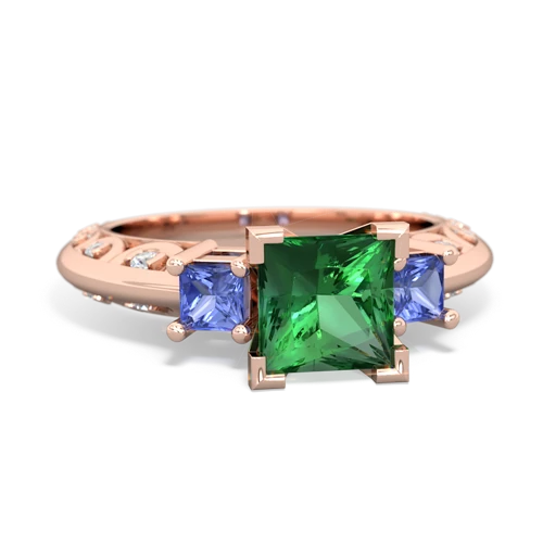 lab emerald-tanzanite engagement ring