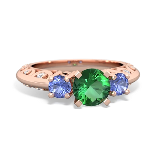 lab emerald-tanzanite engagement ring