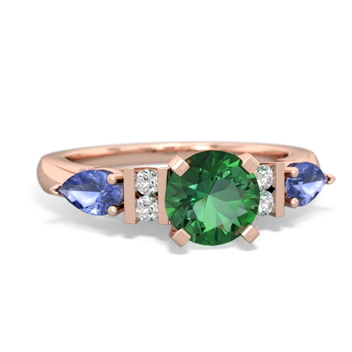 Lab Emerald Lab Created Emerald with Genuine Tanzanite and  Engagement ring Ring