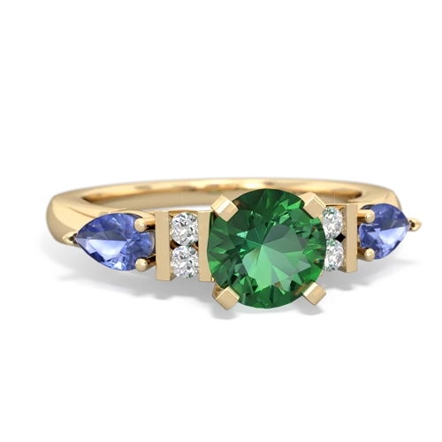 Lab Emerald Lab Created Emerald with Genuine Tanzanite and Genuine Amethyst Engagement ring Ring