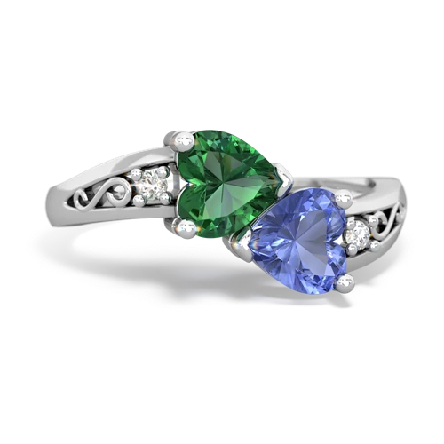 lab emerald-tanzanite filligree ring