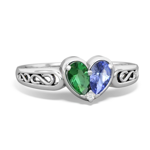 Lab Emerald Lab Created Emerald with Genuine Tanzanite filligree Heart ring Ring