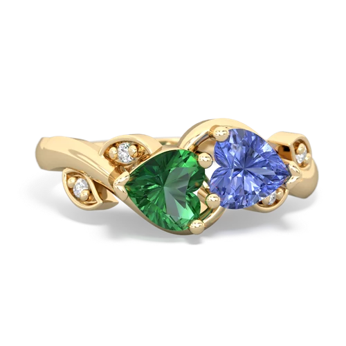 Lab Emerald Lab Created Emerald with Genuine Tanzanite Floral Elegance ring Ring