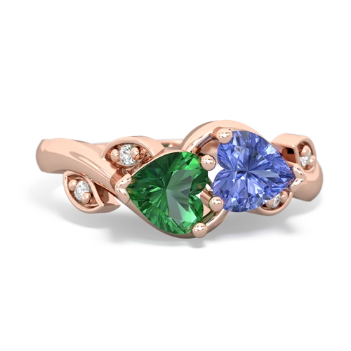 lab emerald-tanzanite floral keepsake ring