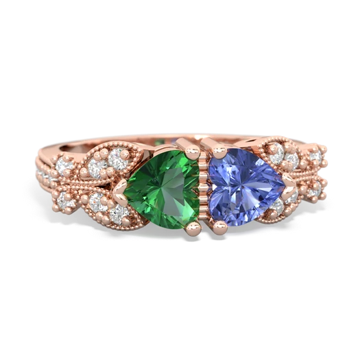 lab emerald-tanzanite keepsake butterfly ring