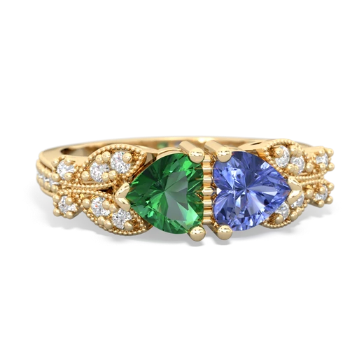 Lab Emerald Lab Created Emerald with Genuine Tanzanite Diamond Butterflies ring Ring