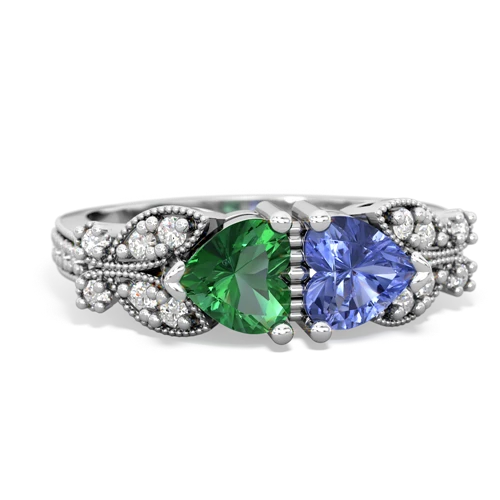 lab emerald-tanzanite keepsake butterfly ring