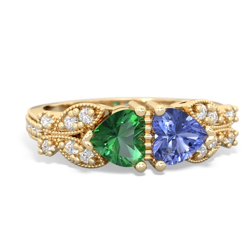 lab emerald-tanzanite keepsake butterfly ring