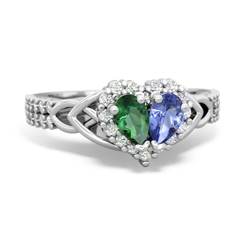 lab emerald-tanzanite keepsake engagement ring
