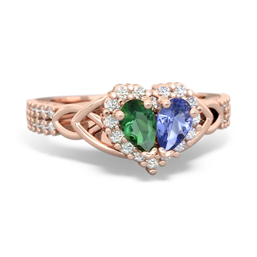 lab emerald-tanzanite keepsake engagement ring