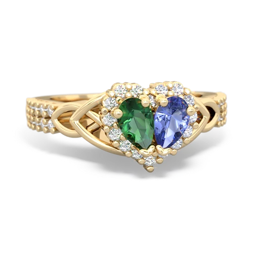 lab emerald-tanzanite keepsake engagement ring