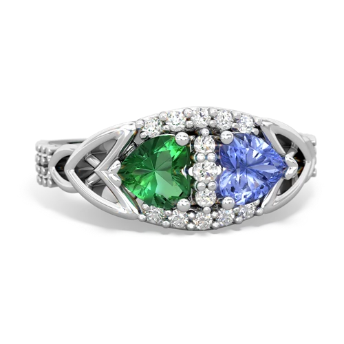 Lab Emerald Lab Created Emerald with Genuine Tanzanite Celtic Knot Engagement ring Ring