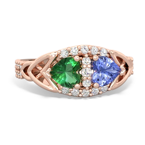 lab emerald-tanzanite keepsake engagement ring