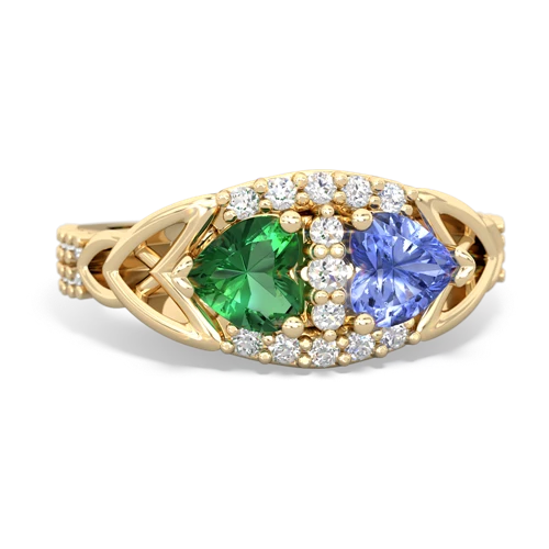 lab emerald-tanzanite keepsake engagement ring