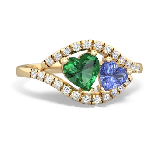 lab emerald-tanzanite mother child ring