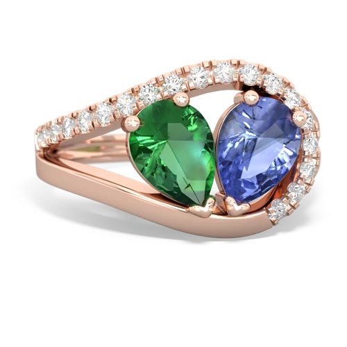 Lab Emerald Lab Created Emerald with Genuine Tanzanite Nestled Heart Keepsake ring Ring