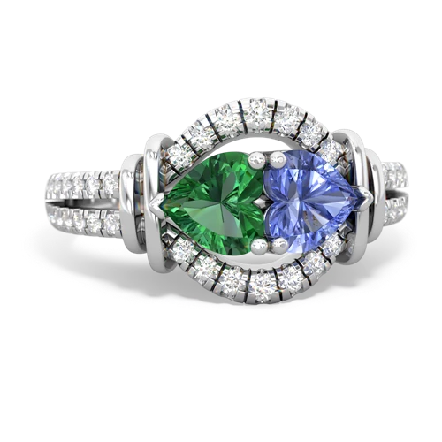 lab emerald-tanzanite pave keepsake ring
