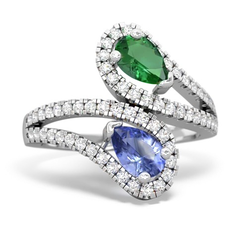 lab emerald-tanzanite pave swirls ring