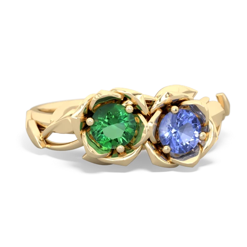 Lab Emerald Lab Created Emerald with Genuine Tanzanite Rose Garden ring Ring