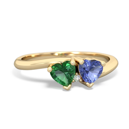 Lab Emerald Lab Created Emerald with Genuine Tanzanite Sweetheart's Promise ring Ring