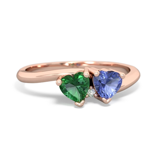 lab emerald-tanzanite sweethearts promise ring