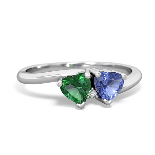 lab emerald-tanzanite sweethearts promise ring