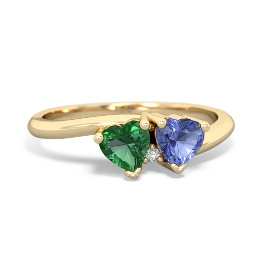 lab emerald-tanzanite sweethearts promise ring