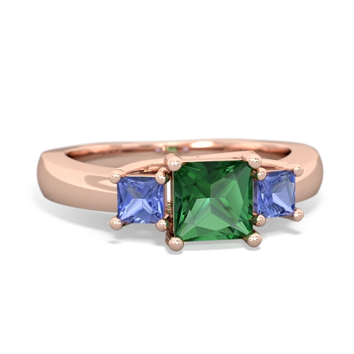 Lab Emerald Lab Created Emerald with Genuine Tanzanite and Genuine White Topaz Three Stone Trellis ring Ring