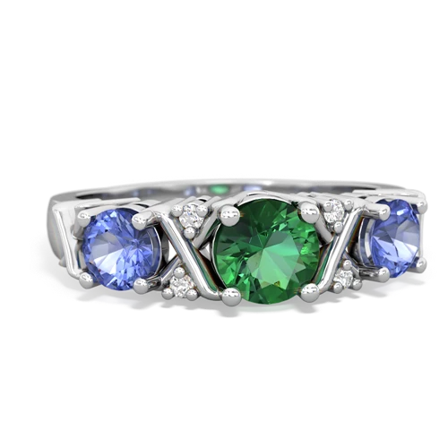 lab emerald-tanzanite timeless ring