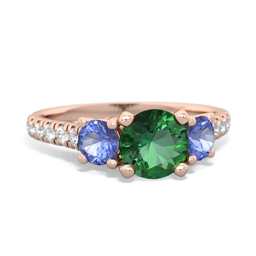 lab emerald-tanzanite trellis pave ring