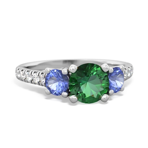 lab emerald-tanzanite trellis pave ring