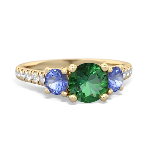 lab emerald-tanzanite trellis pave ring