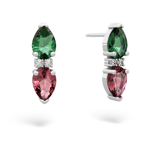 lab emerald-tourmaline bowtie earrings