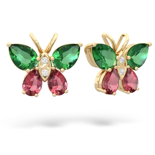 lab emerald-tourmaline butterfly earrings