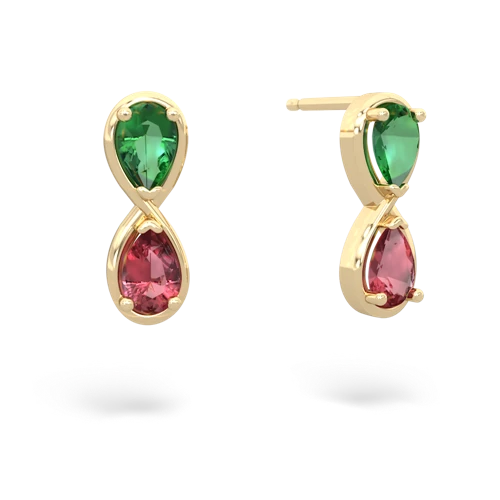 lab emerald-tourmaline infinity earrings