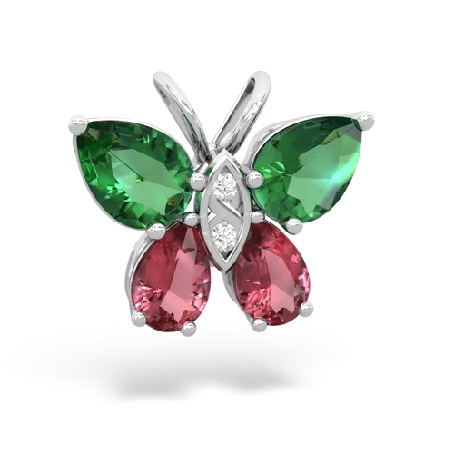 lab emerald-tourmaline butterfly pendant