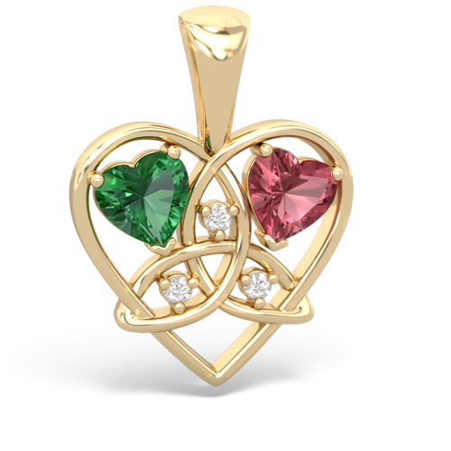 Lab Emerald Lab Created Emerald with Genuine Pink Tourmaline Celtic Trinity Heart pendant Pendant