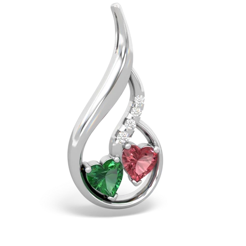 Lab Emerald Lab Created Emerald with Genuine Pink Tourmaline Keepsake Curves pendant Pendant