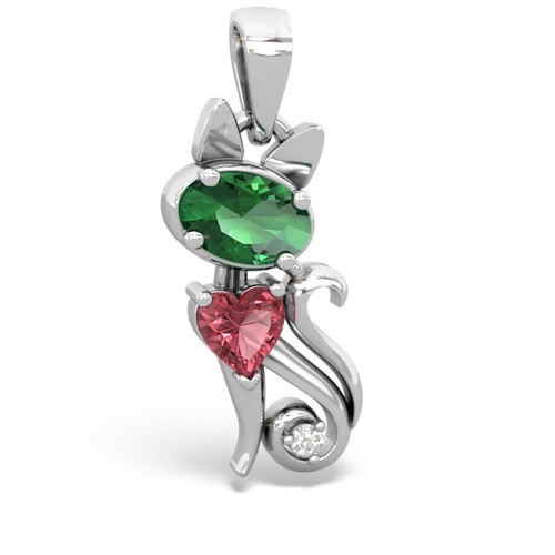 lab emerald-tourmaline kitten pendant