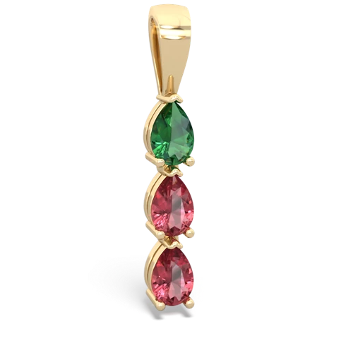 Lab Emerald Lab Created Emerald with Genuine Pink Tourmaline and Genuine Tanzanite Three Stone pendant Pendant